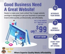 3 Pg Website, FREE Hosting - Start a business - ALL under $100!!!