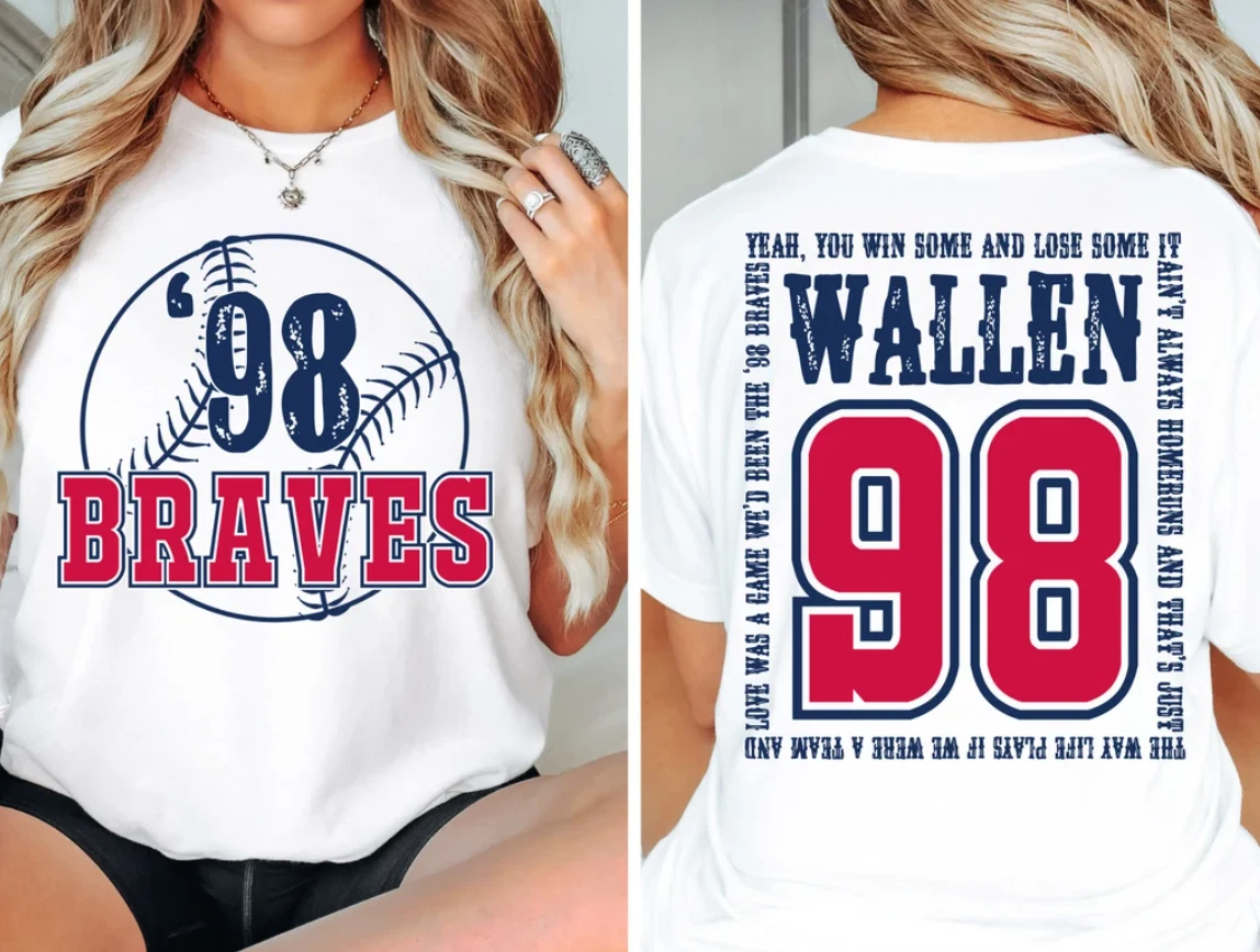 Morgan Wallen 98 Braves Shirt, Country Wallen Shirt, Braves Shirt, Two  Sides S-5