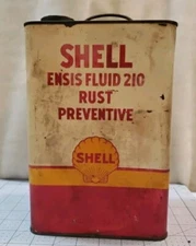 RARE VINTAGE SHELL OIL CO. GALLON CAN ENSIS FLUID 210 RUST PREVENTIVE USA