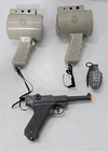 S-448 VINTAGE 1960'S MARX LUGER CAP GUN PISTOL & HASBRO MORSE CODE BLINKER