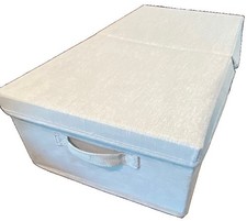 Gray Collapsible Under Bed Storage Box Fabric Organizer Bin w Lid Handle 24.5x13