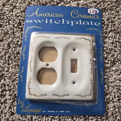 Vtg American Ceramics Lenape Switchplate Light Switch Cover Outlet Gold Scroll