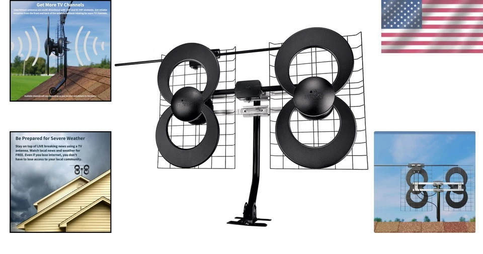 Indoor/Outdoor 4K 8K UHD TV Antenna with 20" Mast – Strong Signal up to 70 Miles - Image 2 of 4