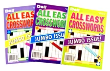 NEW Lot 3 Penny Press Dell All Easy Fun Jumbo Issue CROSSWORDS Puzzle Books