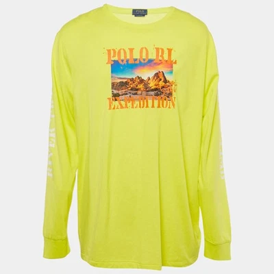 Polo Ralph Lauren jaune imprimé graphique Jersey TShirt XL - Photo 1/4