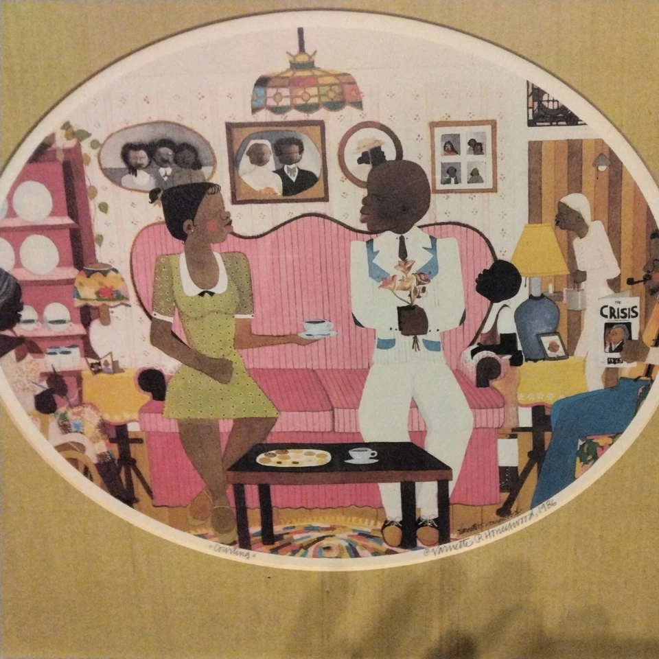 1986 Original Varnette P. Honeywood " Courting" signierte Serigrafie - Bild 2 von 4