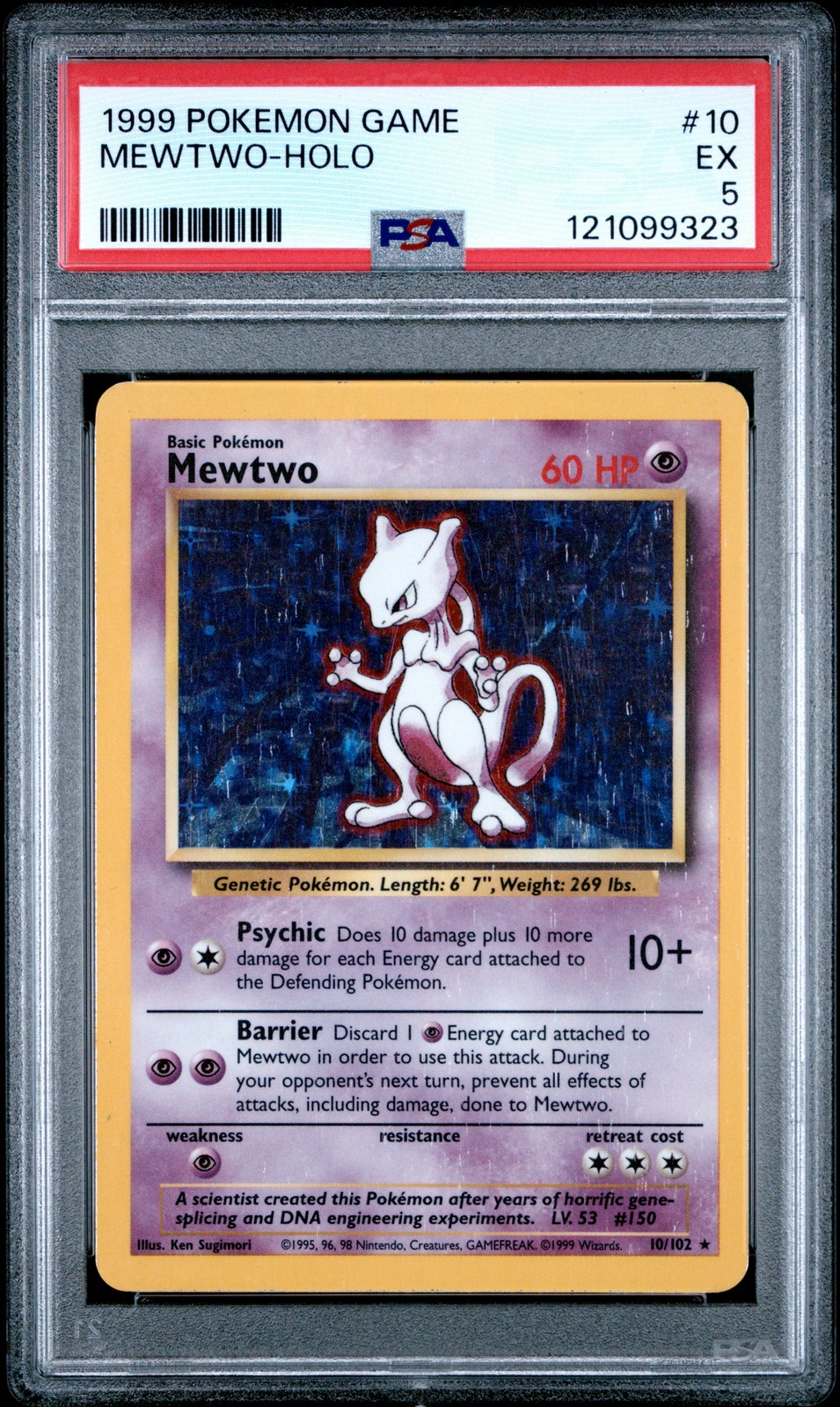 1999 POKEMON BASE SET UNLIMITED #10 MEWTWO-HOLO PSA 5