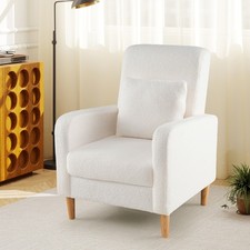 Single Sofa Side Chair Comfy Reading Chair-White