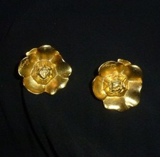 KENZO Original Ohrclips vergoldet, Kamelienblüte,Vintage TOP!