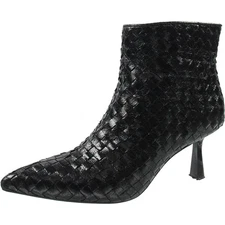 INC Womens Raisie 2 Black Zipper Woven Ankle Boots 7.5 Medium (B,M) BHFO 3106