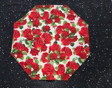 Handmade Quilted Table Topper Summer Flowers Floral red roses Valentine's Day