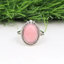 Natural Pink Opal Ring 925 Sterling Silver handmade Gemstone Ring For Women's