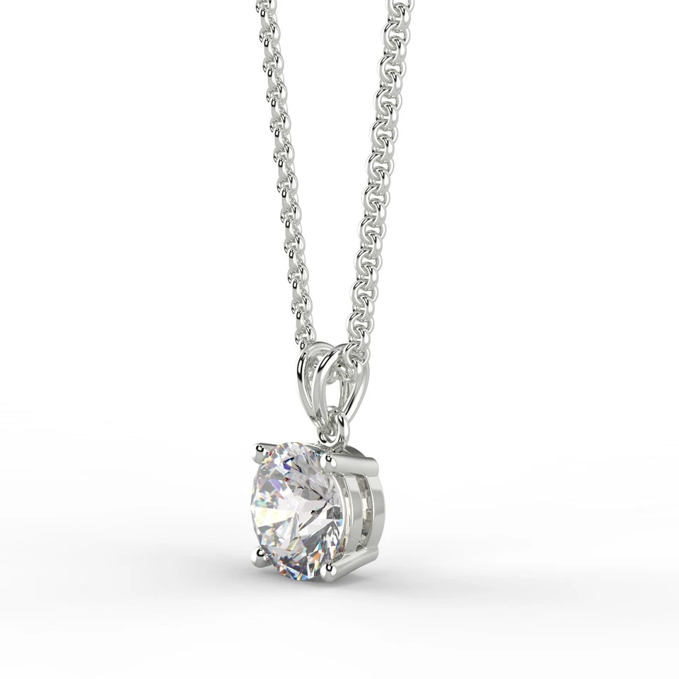 Colgante de diamantes SI2/D de corte redondo de 0,91 quilates de oro blanco de 14 quilates Foto 2 de 4