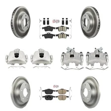 Front Rear Brake Rotors Pads Calipers Kit for Mazda 3 2006-2013 oeY0 Coated