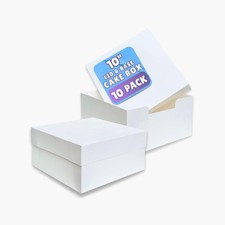 PACK N TRADE White 10 Inch Cake Box, Pack of 10 Square Cardboard Cake Boxes wit