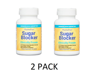 2 PACK PharmaPure Sugar Blocker Weight Loss Supplement, 90 Capsules