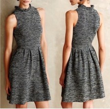 Anthropologie Ganni Womens Sz M Ruffle Neck Sleeveless Fit & Flare Dress Party