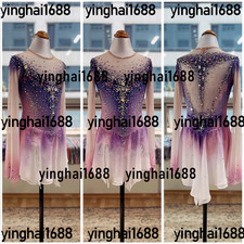 New figure skating dress Y0046---Purple-to-pink-to-white ombre