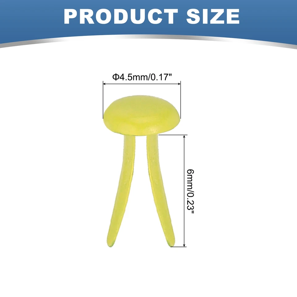 1000 PIEZAS Sujetadores de papel latón pasadores divididos, amarillo, 4,5 x 8 mm Foto 2 de 4