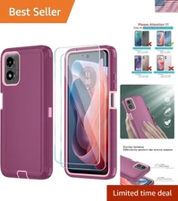 3-Layer Shockproof Protective Case with HD Screen Protector for Moto G Play 2024