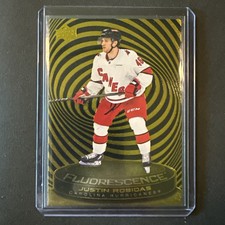 2025-26 Upper Deck Series 2 Justin Robidas Gold Fluorescence /150 Hurricanes