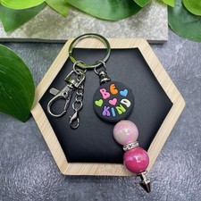 4.5 Stainless Steel Be Kind Bubblegum Bead Keychain Purse Backpack New C1479