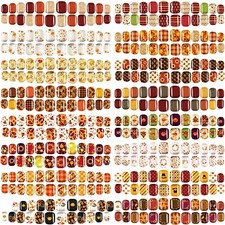 384 Pcs 16 Pack Fall Thanksgiving Press on Nails Elegant Pattern