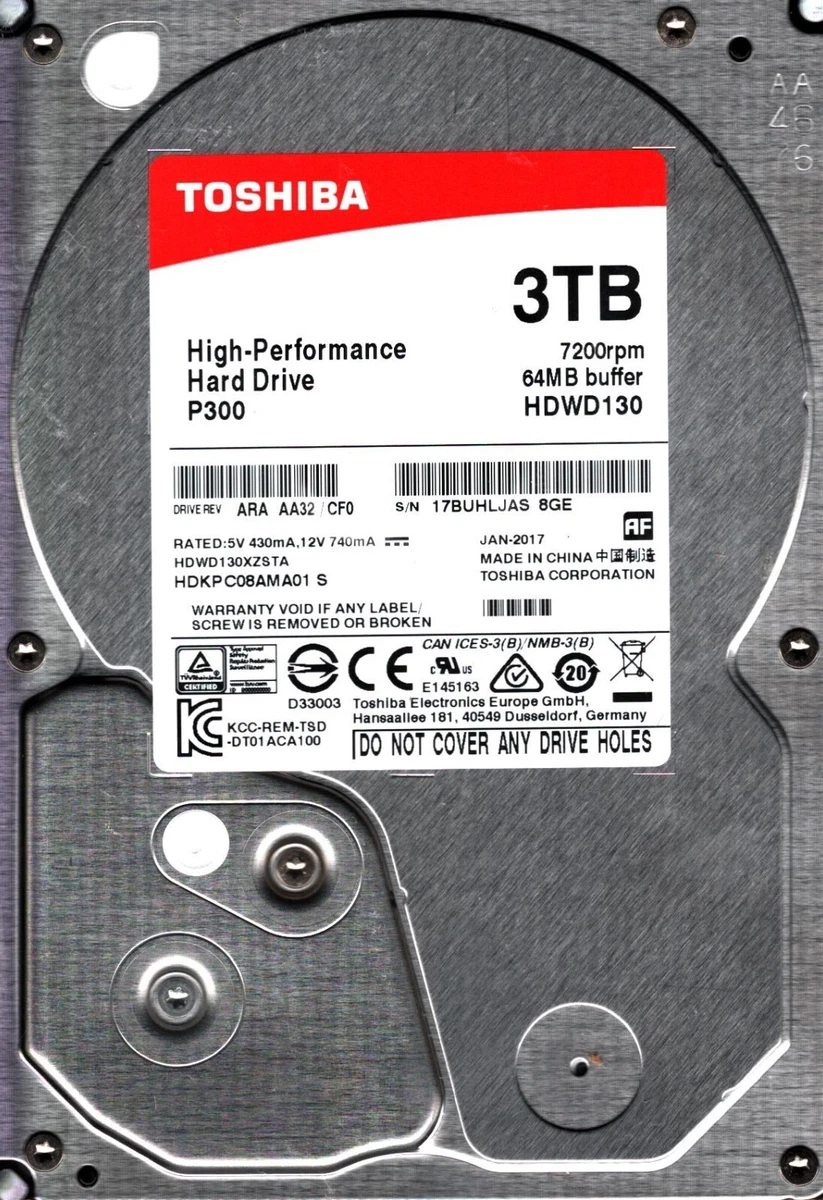 Toshiba Internal Hard Disk Drives 3 TB Storage Capacity for sale