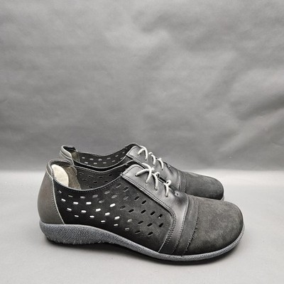 Naot Lalo Shoes Womens 8 39 Black Leather Perforated Lace Up Oxfords Comfort