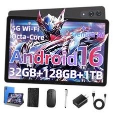 11 inch Tablet with Keyboard,Android 16 Tablet with Octa Core Processor Blue