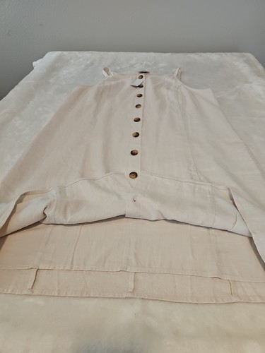 NWT $85 LOFT Slip Dress Linen Blend Bisque Cream Beige Button Up Shift Dress 16 - Picture 8 of 11