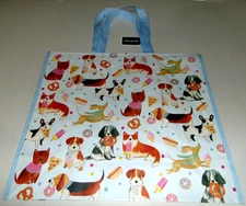 Reusable Tote Bag ~ 20" X 18" X 8" ~ DOGS ENJOYING THEIR SNACKS By Marshalls