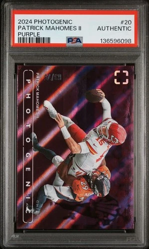 2024 PANINI PHOTOGENIC PURPLE #20 PATRICK MAHOMES II 63/75 PSA AUTHENTIC