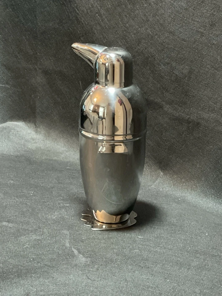 Coctelera Penguin vintage de 11" cromada pulida mezcladora de bebidas muy buena Foto 3 de 4