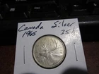 Canada 1965 - 25 Cent Quarter Canadian Coin - 80% Silver