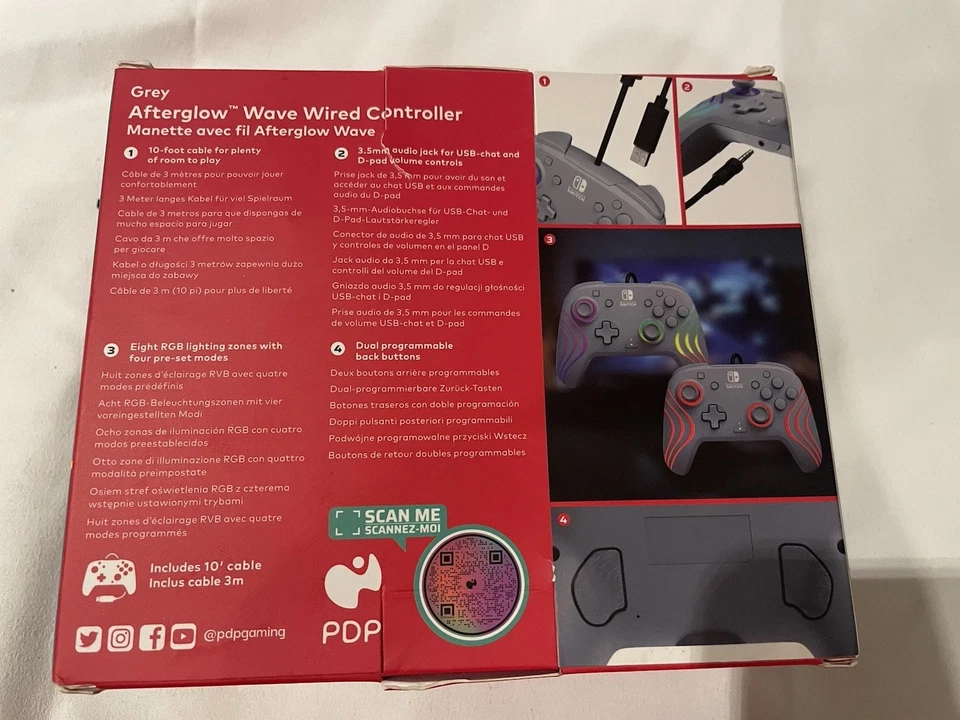 Controlador LED PDP Afterglow Wave con cable para Nintendo Switch OLED - Gris Gris NUEVO Foto 2 de 3