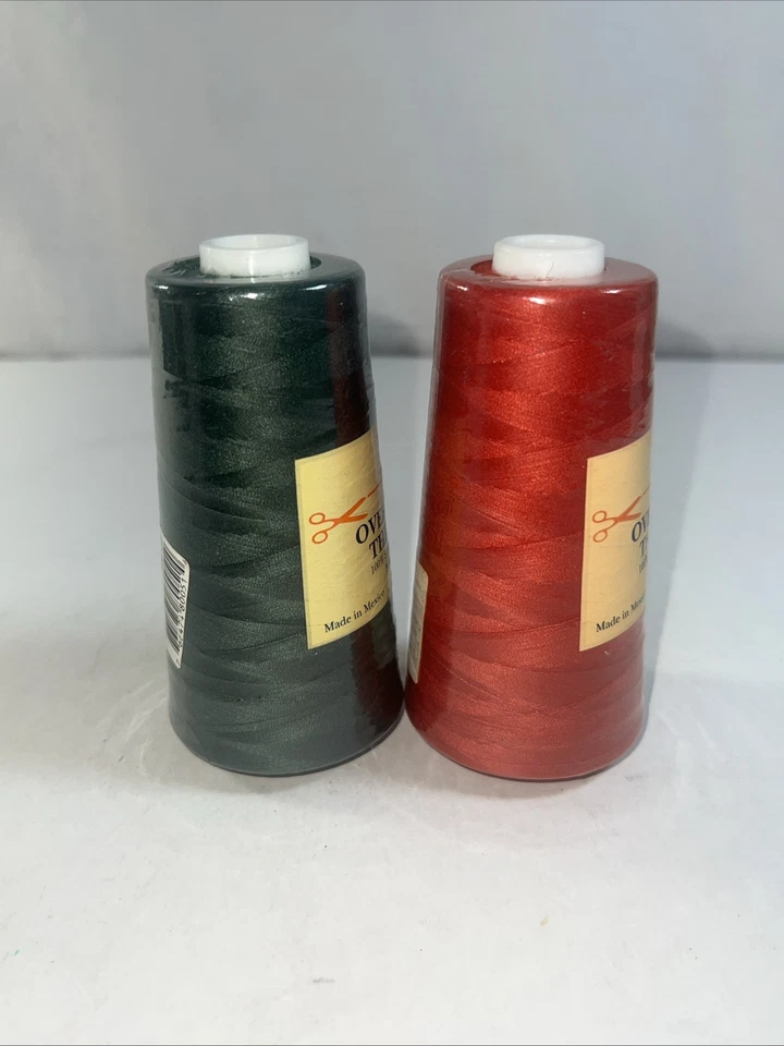 Overlock thread 100% Spun Polyester 3000 Yards Priced Sew Rlght 2pc Red/Green - Image 2 of 4