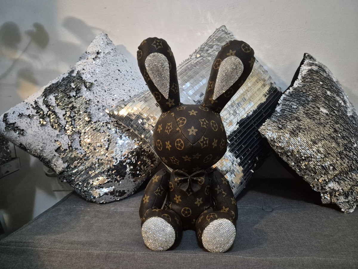 Louis Vuitton Doudou Bunny Lewis Monogram Brown White Logo Teddy