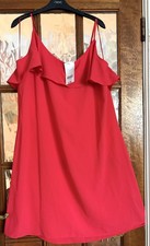BNWT Ladies PEACOCKS Plain CARIBBEAN Reef CORAL LATTICE TIE Back Summer Dress 20
