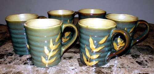 6-Piece Mug Lot / Set Baum Bros. Style Eyes Asian Collection 16 oz Coffee Mugs  - Bild 1 von 6