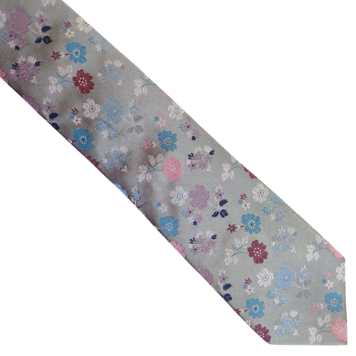 DUCHAMP LONDON, WOW!! RARE STUNNING MULTICOLOUR 'SILVER FLORAL' TIE, FREEPOST - Picture 2 of 5