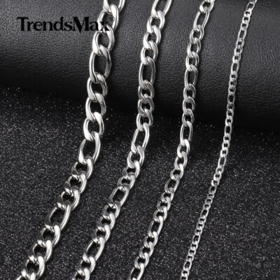 #ad 3 5 7 9mm Silver Stainless Steel Figaro Chain Necklace Choker Men Women 16 30quot; $8.99