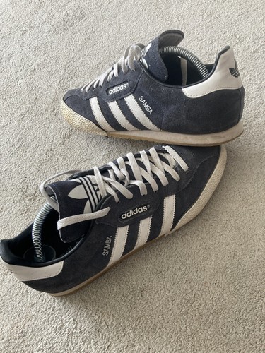 Mens Older Boys Adidas Samba Trainers Shoes Size 9 EU 43.5 White Blue - Picture 2 of 9