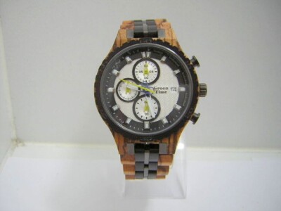 GREENTIME QUARZ CHRONOGRAPH UHR 43 MM HOLZUHR NP 229,00€ ZW106C