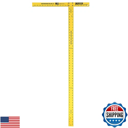 Mayes 10182 48-Inch Aluminum Wallboard Square, Made in USA Drywall T-Square f