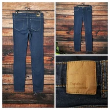 Zara Trafaluc Jeans Size 8 Denimwear Mid Rise Skinny Dark Blue Denim