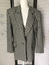 VTG John Meyer Of Norwich Blazer Coat Jacket Sz 12 Houndstooth Wool Embellished