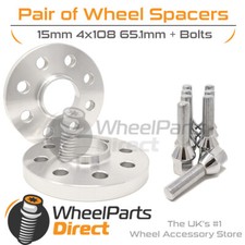 Wheel Spacers (2) & Bolts 15mm for Peugeot 208 [Mk1] 12-19 On Aftermarket Wheels