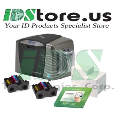 FARGO DTC1250e Single Side ID Card Printer Bundle