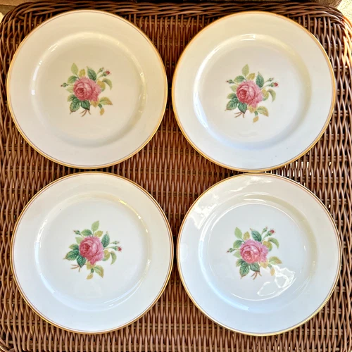 Noritake Sharon Pink 4 Salad Dessert Plates Center Rose Gold Trim (8 available)
